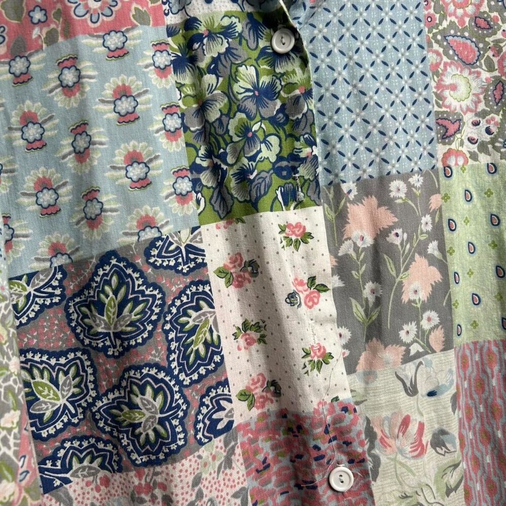 Multicoloured Patchwork Button-Up Long Shirt Abou… - image 4